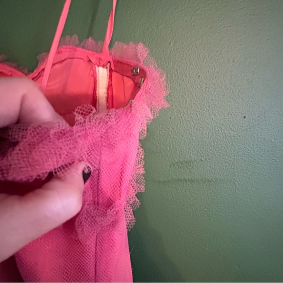 CHERRY FIZZ Incredible Vintage 1950s Pink Tulle + Satin Party Dress sz XS - Picture 13 of 16